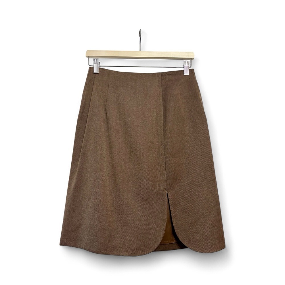 Giorgio Armani Le Collezioni Pure New Wool Brown Skirt Preppy Academia Size 6 - Picture 2 of 8